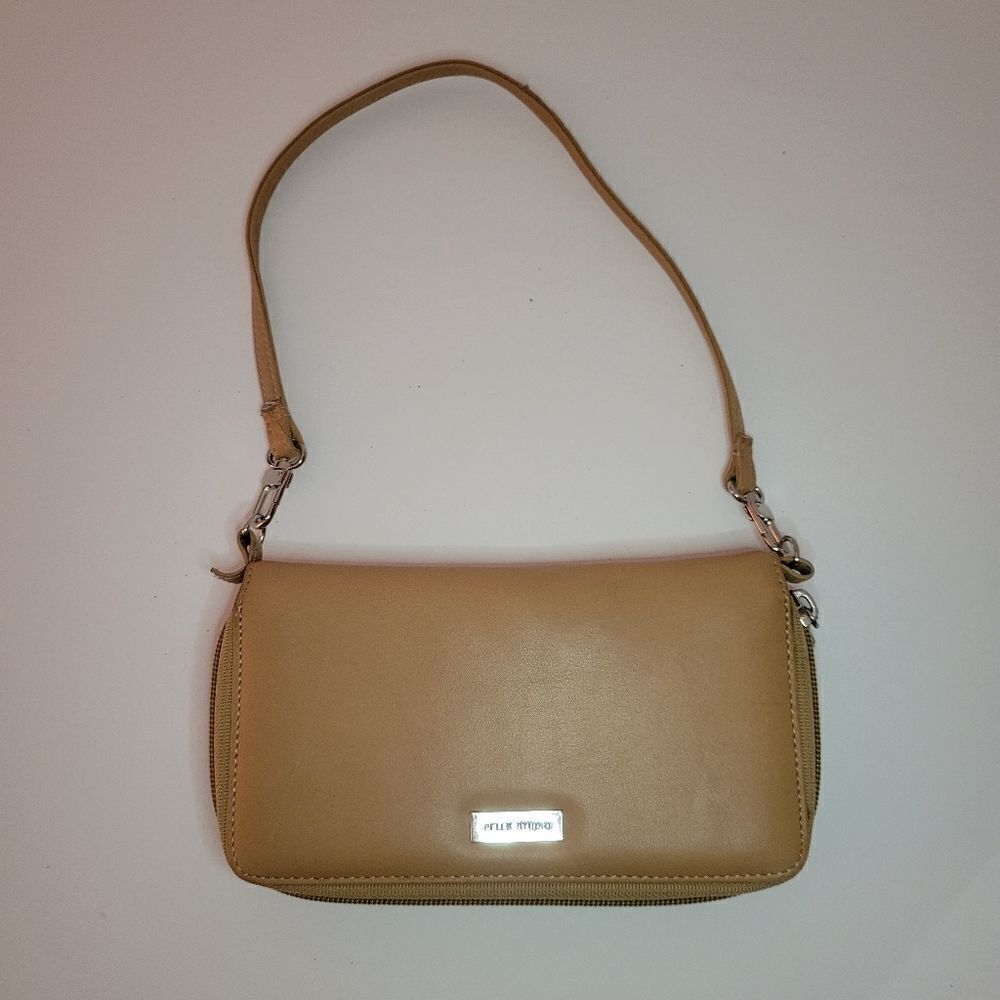 Pelle Studio by Wilsons Leather Tan Wallet On A String Crossbody Clutch